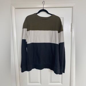 Original Use large green, white & navy blue color block mens sweater